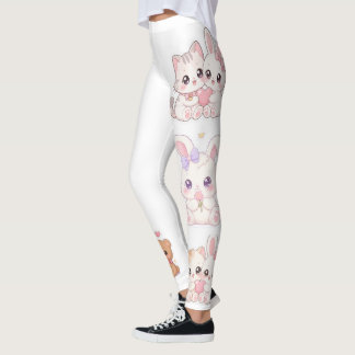 Süße Kawaii-Pastell-Tierfreunde-Muster-Leggings Leggings