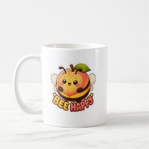 Süße Kawaii Pfirsich Biene Glücklich Lustiger Wort Kaffeetasse