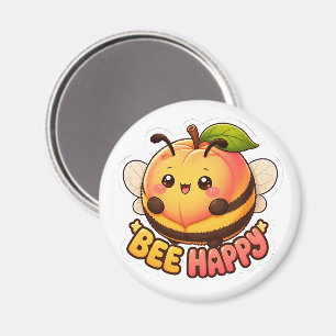 Süße Kawaii Pfirsich Biene Glücklich Lustiger Wort Magnet