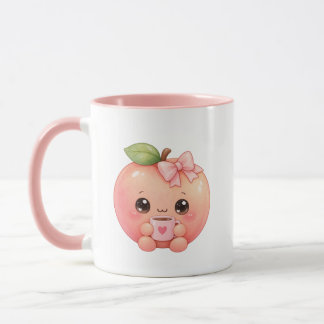Süße Kawaii-Pfirsich-Kaffeetasse mit rosa Herz-Tas Tasse