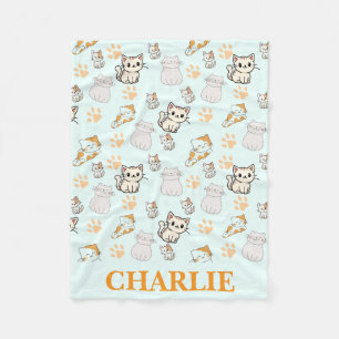 Süße Kawaii- & Pfoten-Personalisierte-Babydecke Fleecedecke