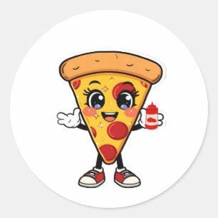 Süße Kawaii-Pizza-Aufkleber Runder Aufkleber