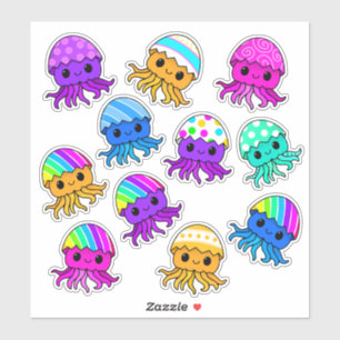 Süße Kawaii Quallen, Osterei, Aufkleberbogen Aufkleber