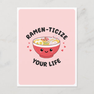 Süße Kawaii-Ramen asiatische Lebensmittel-Wortspie Postkarte