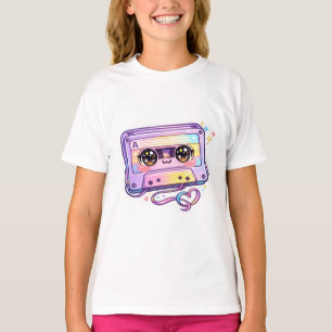 Süße Kawaii Retro-Kassette Pastell-Lila Musik T-Shirt