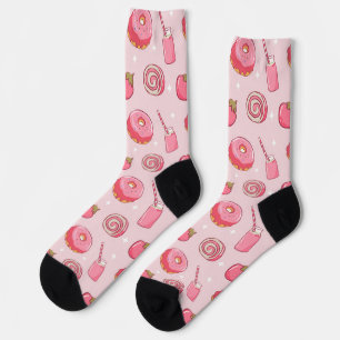 Süße Kawaii rosa ästhetische Lebensmittel nahtlose Socken