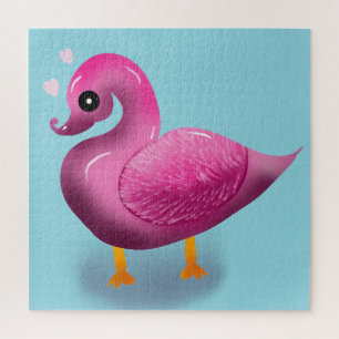Süße Kawaii Rosa Ente & Herzen Kinderzimmer Kunst