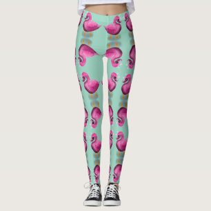Süße Kawaii Rosa Ente & Herzen Kinderzimmer Kunst Leggings