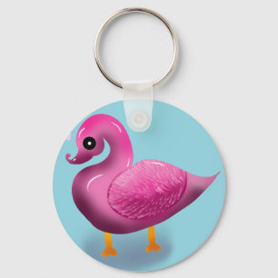 Süße Kawaii Rosa Ente & Herzen Kinderzimmer Kunst Schlüsselanhänger