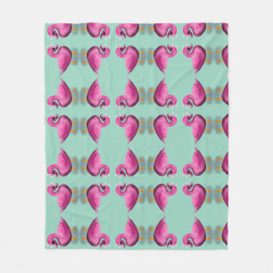 Süße Kawaii-Rosa-Ente & Herzen-Nursery-Kunst Fleecedecke