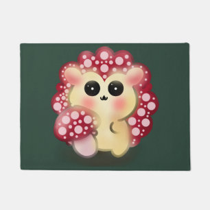Süße Kawaii-Rote-Pilz-Igel-Art Fußmatte