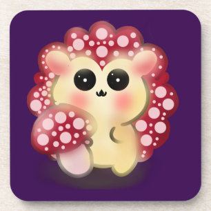 Süße Kawaii-Rote-Pilz-Igel-Fliegenpilz-Kunst Getränkeuntersetzer