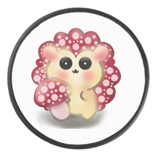 Süße Kawaii Rote Pilz-Igel-Stachelschwamm-Kunst Eishockey Puck