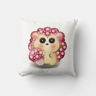 Süße Kawaii Rote Pilz-Igel-Stachelschwamm-Kunst Kissen