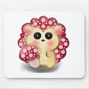 Süße Kawaii Rote Pilz-Igel-Stachelschwamm-Kunst Mousepad