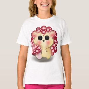 Süße Kawaii Rote Pilz-Igel-Stachelschwamm-Kunst T-Shirt
