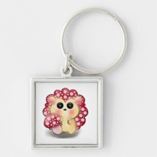 Süße Kawaii Rote Pilz-Igel-Ständer Kunst Schlüsselanhänger