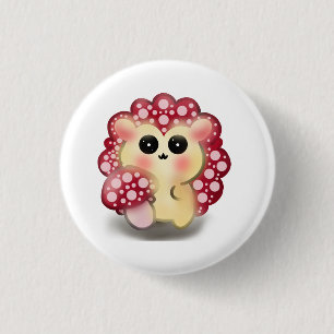 Süße Kawaii Rote Pilz-Igel-Stinkmorchel-Kunst Button