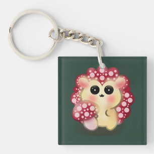 Süße Kawaii Rote Pilz-Igel-Stinkmorchel-Kunst Schlüsselanhänger