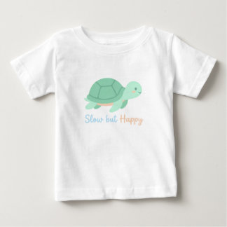 Süße Kawaii-Schildkröte "Langsam aber glücklich" B Baby T-shirt