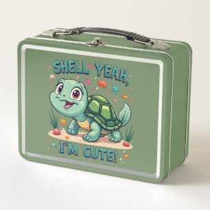 Süße Kawaii-Schildkröte mit lustigem Wortspiel Oze Metall Brotdose