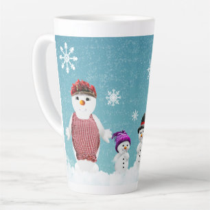 Süße kawaii Schneemann Familie Weihnachten Festlic Milchtasse
