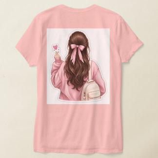 Süße Kawaii-Selfie-Girl-Sticker-T-Shirt-Gestaltung T-Shirt