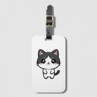 Süße Kawaii-Smokingkatze als stehende Figur Gepäckanhänger