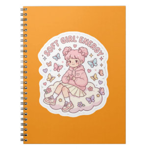 Süße Kawaii Soft Girl Energy Pastellrosa Spirale Notizblock