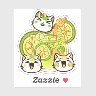 Süße Kawaii Sommer Lemonade Katzen Aufkleber