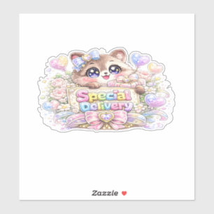 Süße Kawaii-Sonderlieferung Katze Pastellrosa Gesc Aufkleber