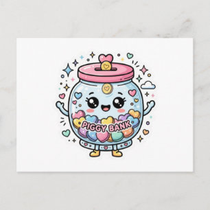 Süße Kawaii Sparbüchse Charity Jar Herz CoSticker Ankündigungspostkarte
