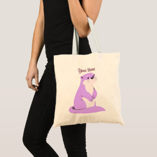 Süße Kawaii stehende lila Seeotter-Tasche Tragetasche