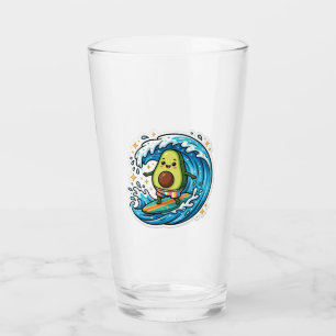 Süße Kawaii-Surf-Avocado-Ozeanwelle-Sommer-Sticker Glas