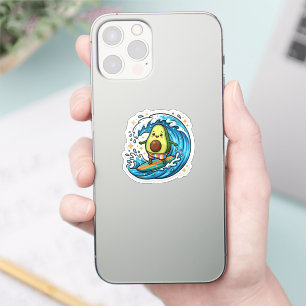 Süße Kawaii Surfer-Avocado Ozeanwelle Sommer Stran Aufkleber