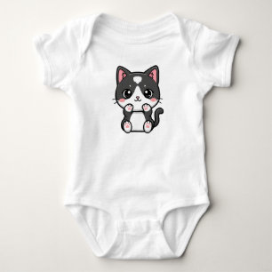 Süße Kawaii-Tabby-Kätzchen-Illustration Baby Strampler
