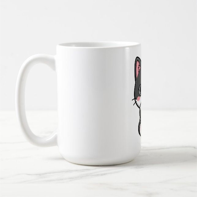 Süße Kawaii-Tabby-Kätzchen-Illustration Kaffeetasse (Links)