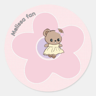 Süße kawaii Teddybär Prinzessin rosa kpop Stil Runder Aufkleber