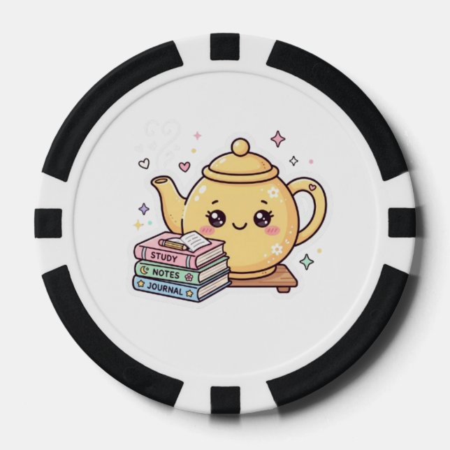 Süße Kawaii Teekanne Study Notes Journal Buchaufkl Pokerchips (Vorderseite)