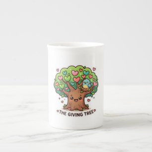 Süße Kawaii-The-Giving-Tree-Herz-Blätter-Güte Prozellantasse