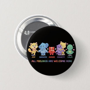 Süße Kawaii-Tiere Psychische Gesundheit Emotionen Button