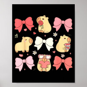 Süße Kawaii-Tiere und Nk Coquette-Schleifen Ästhet Poster