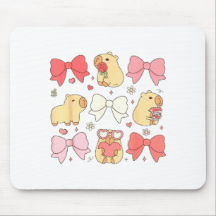 Süße Kawaii-Tiere Und Rosa Coquette-Schleifen Ästh Mousepad