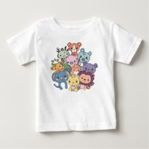 Süße Kawaii-Tiere vorne und hinten für Kleinkinder Baby T-shirt