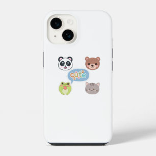 Süße Kawaii-Tiergesichter Ansprechendes Cartoon- iPhone 14 Hülle