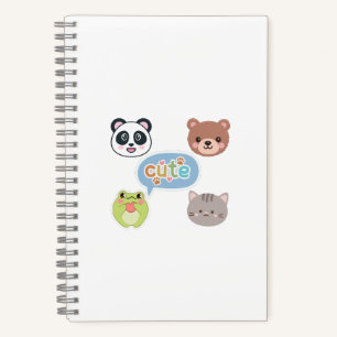 Süße Kawaii-Tiergesichter Ansprechendes Cartoon- Notizbuch
