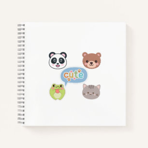 Süße Kawaii-Tiergesichter Ansprechendes Cartoon- Notizbuch