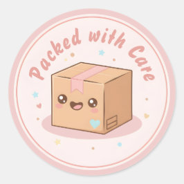 Süße Kawaii-Verpackung "Mit Sorgfalt verpackt"-Ver Runder Aufkleber