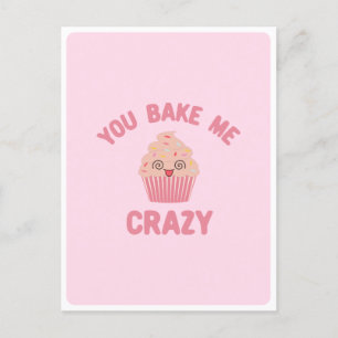Süße Kawaii Verrückte Alberne Muffin-Gesicht Food- Postkarte