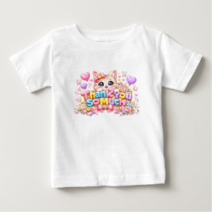 Süße Kawaii Vielen Dank Kätzchen Name Pastell Rosa Baby T-shirt